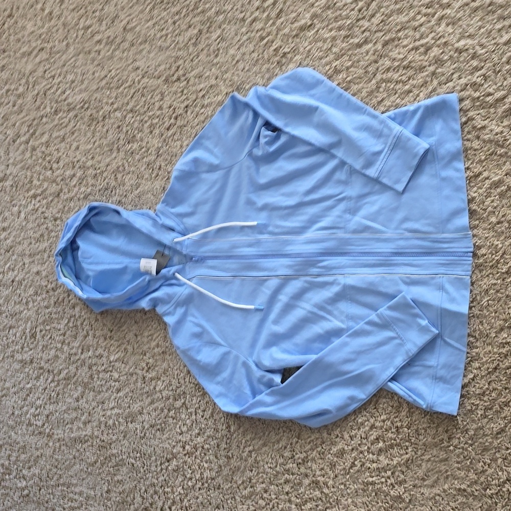 Kim Rogers Perfectly Soft Baby Blue Zip Up Jacket NWT